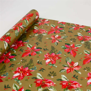 Christmas Gold Poinsettia Wrapping Paper