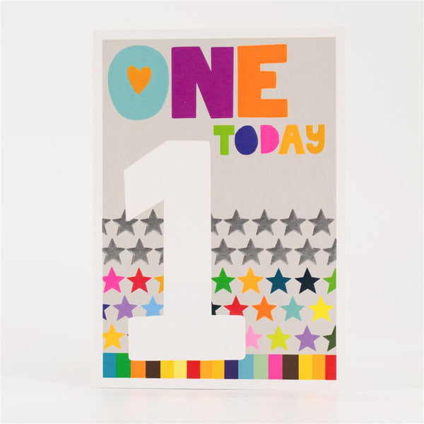1st Birthday Card with Colourful Stars