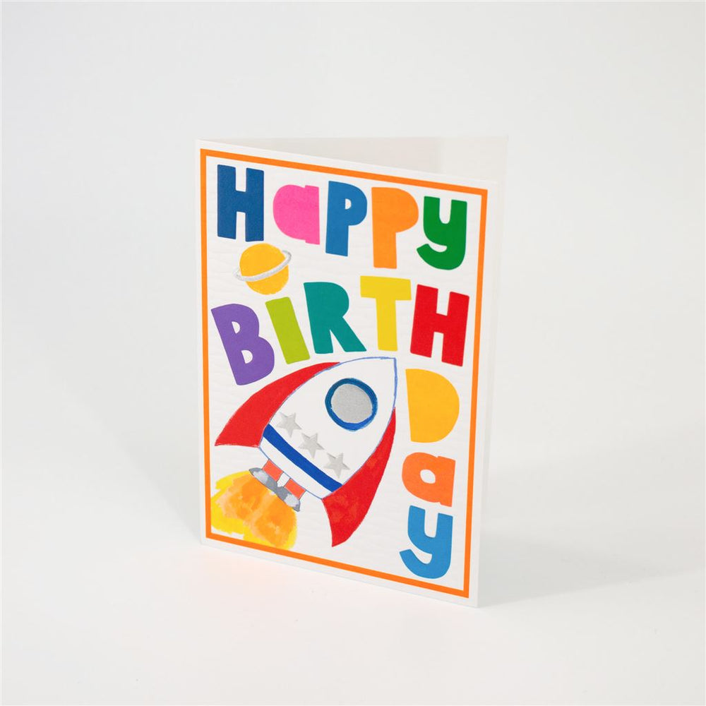 Happy Birthday Card with Rockets