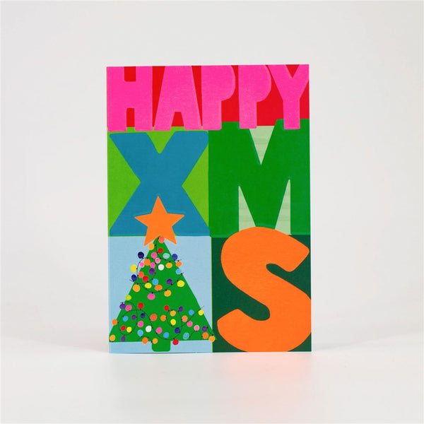 Neon Happy Christmas Card