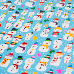 Blue Snowman Christmas Gift Wrapping Paper
