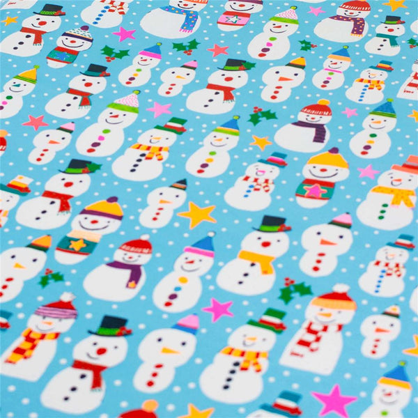 Blue Snowman Christmas Gift Wrapping Paper