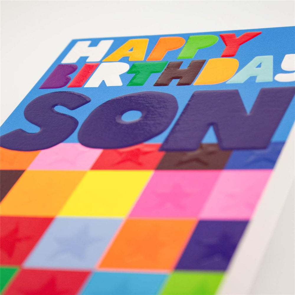 Birthday Card for Son with Star Pattern
