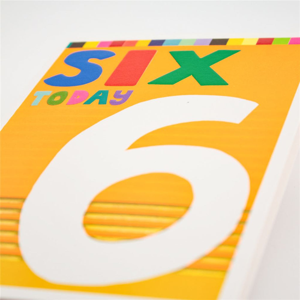 6th Birthday Card with Bold Number