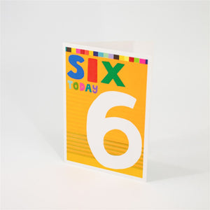 6th Birthday Card with Bold Number