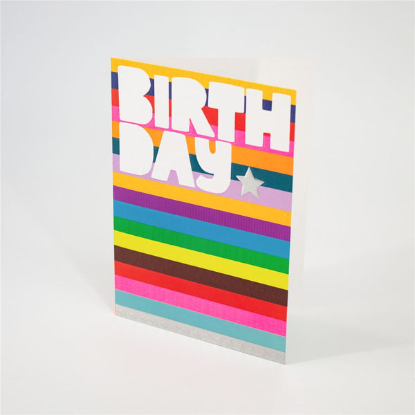 Birthday Card Rainbow Stripe Design