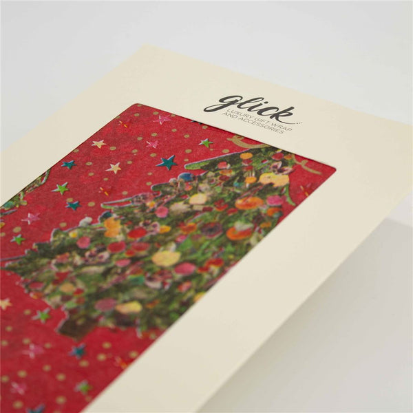 Evergreen Tissue Paper Red Background Gold Foil Luxury Wrap