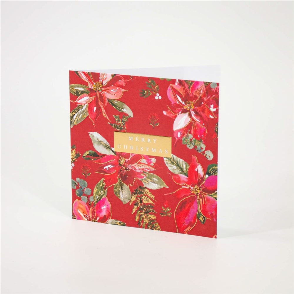 Boxed Christmas Card Red Poinsettia