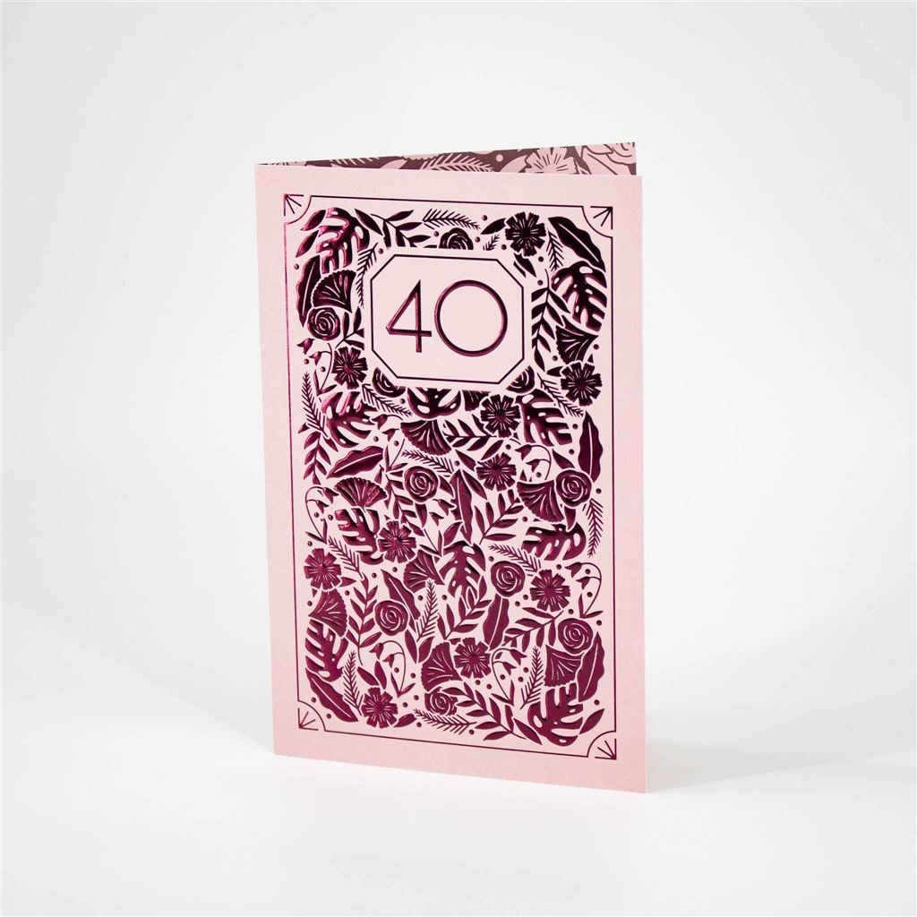 Elegant 40th Birthday Card | Foiled Foliage Design | Luxury Design