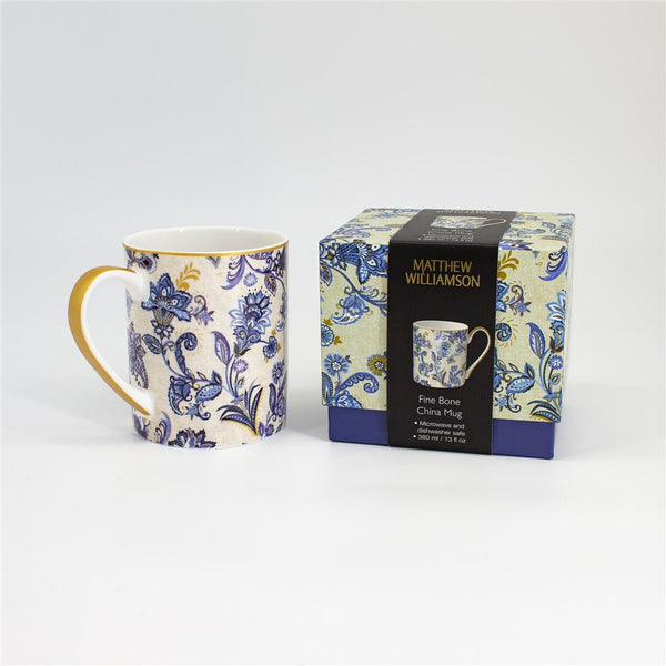 Paisley Blue Fine Bone China Mug