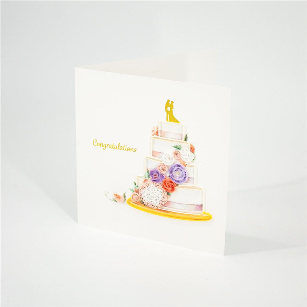 Handmade Quilled Wedding Cake Card