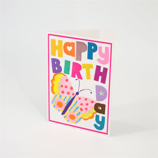 Happy Birthday Card with Colourful Butterflies