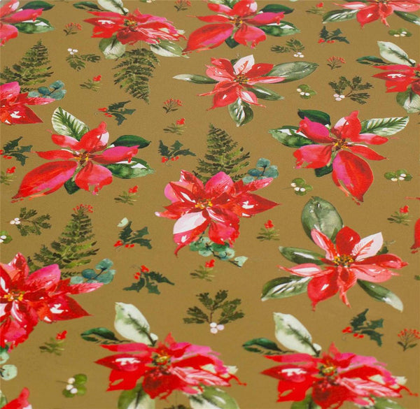 Christmas Gold Poinsettia Wrapping Paper