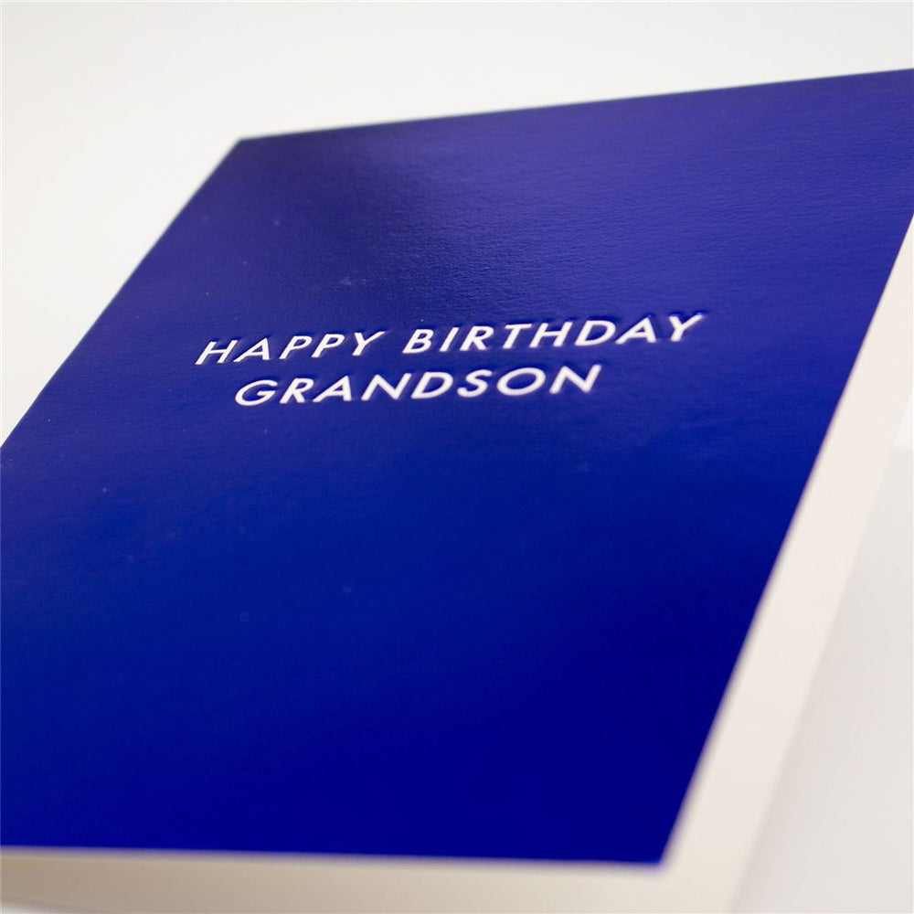 Bold Blue Foil Grandson Card