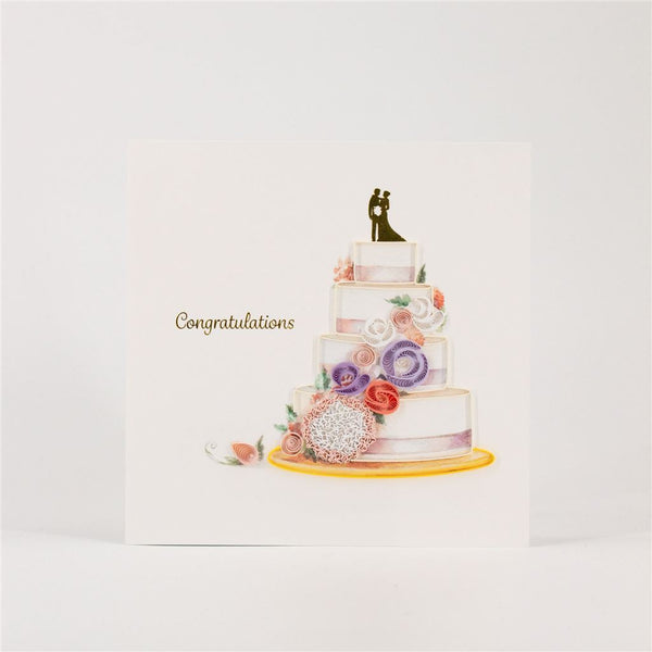 Handmade Quilled Wedding Cake Card
