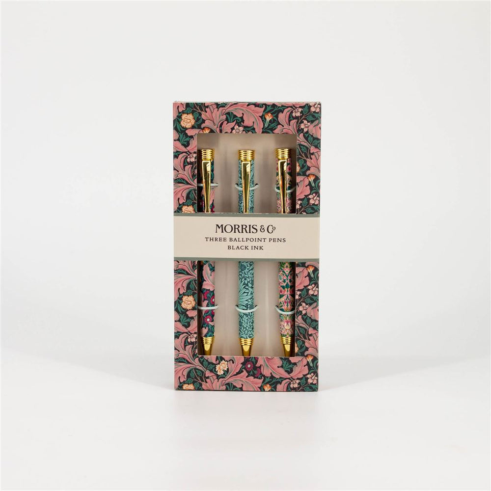 William Morris 3 Pack Green Ballpoint Pen Set
