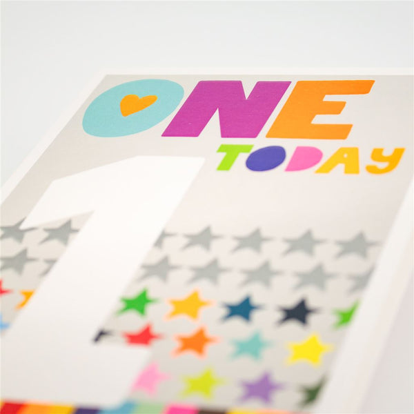 1st Birthday Card with Colourful Stars