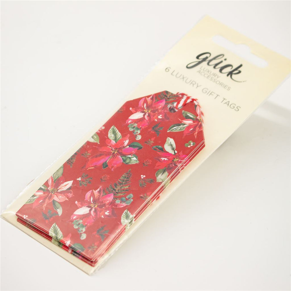 Christmas Poinsettia Gift Tags Set of 6