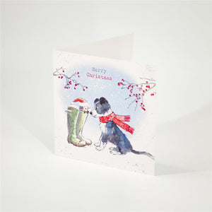 Collie & Hedgehog Christmas Card