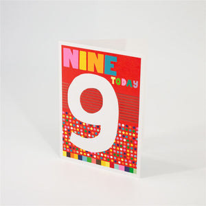 9th Birthday Card with Bold Number