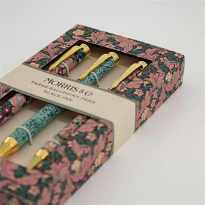 William Morris 3 Pack Green Ballpoint Pen Set