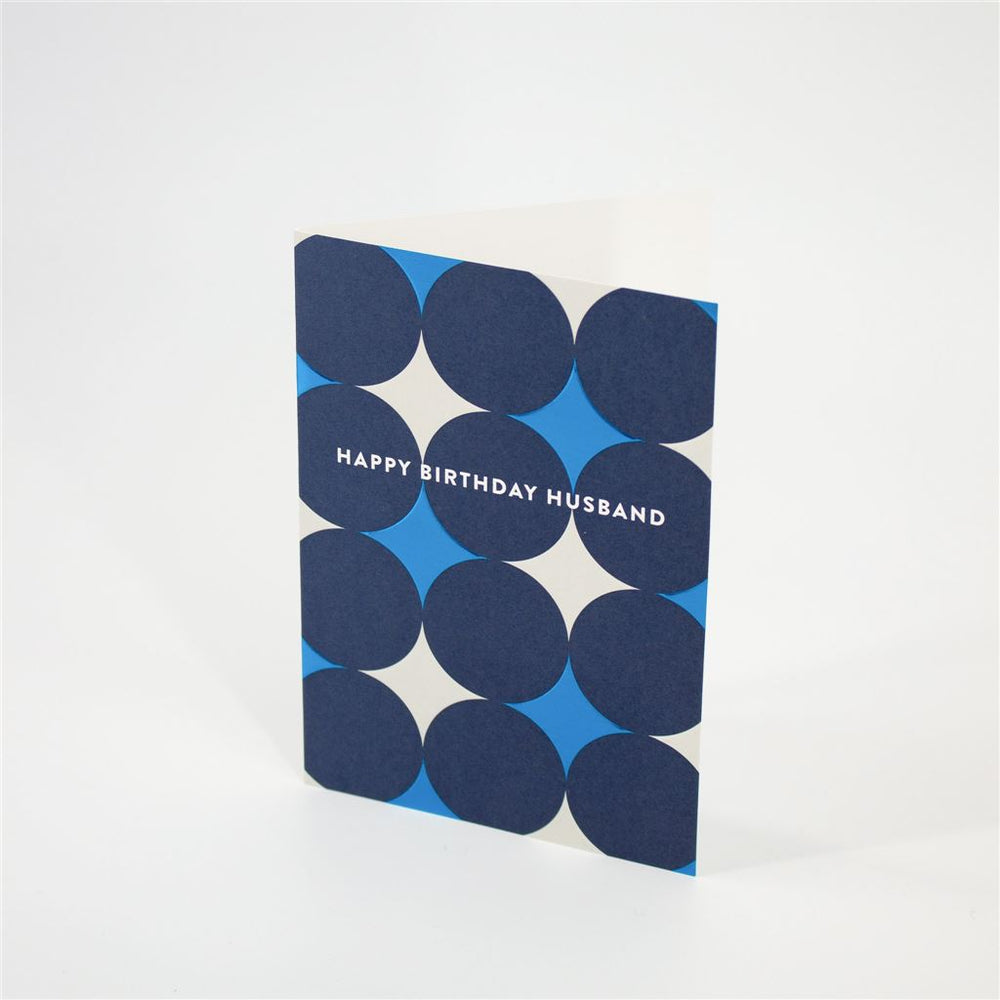 Vibrant Blue Circle Husband Card