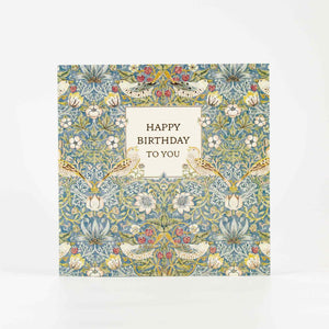 Strawberry Thief Motif Birthday Card
