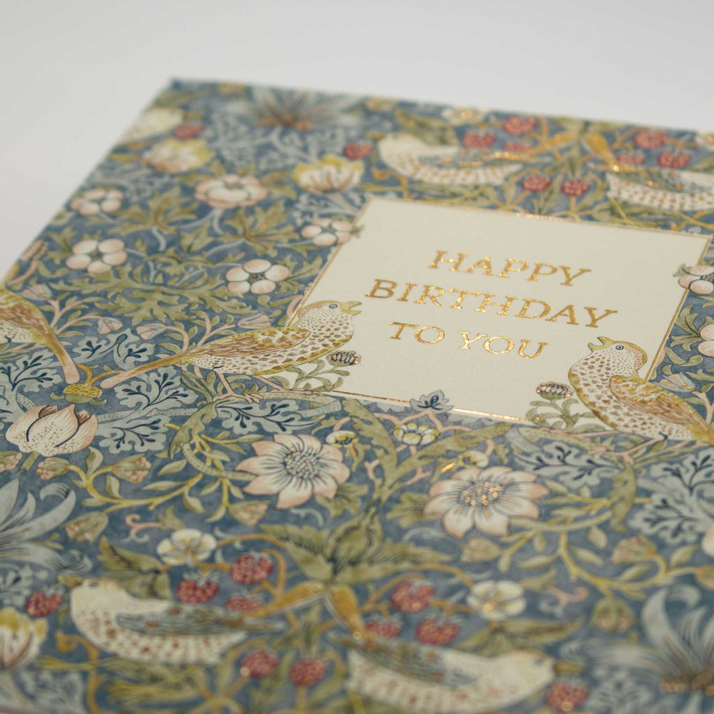 Strawberry Thief Motif Birthday Card