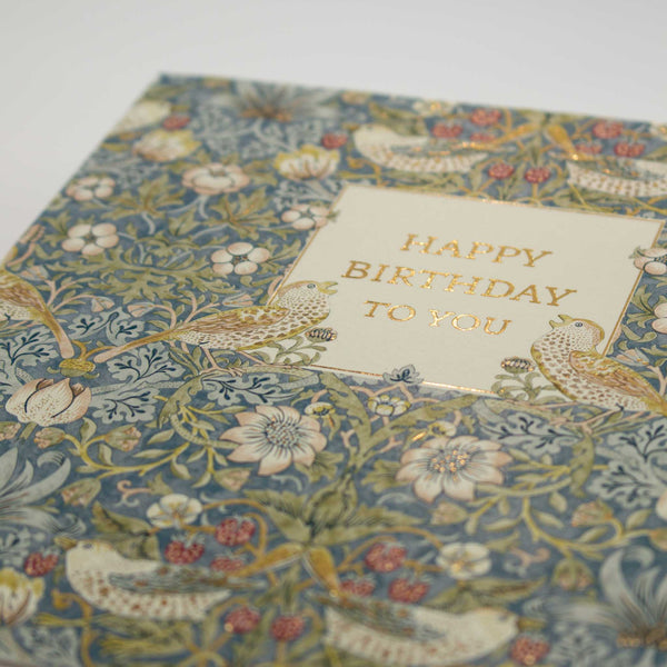 Strawberry Thief Motif Birthday Card