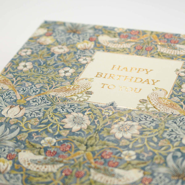 Strawberry Thief Motif Birthday Card