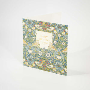 Strawberry Thief Motif Birthday Card