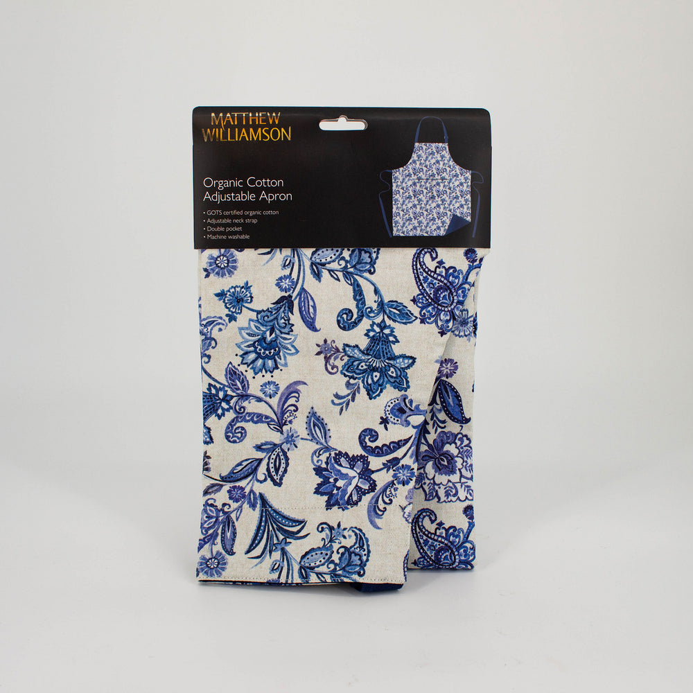 Blue Paisley Organic Cotton Apron