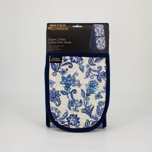 Blue Paisley Double Oven Gloves
