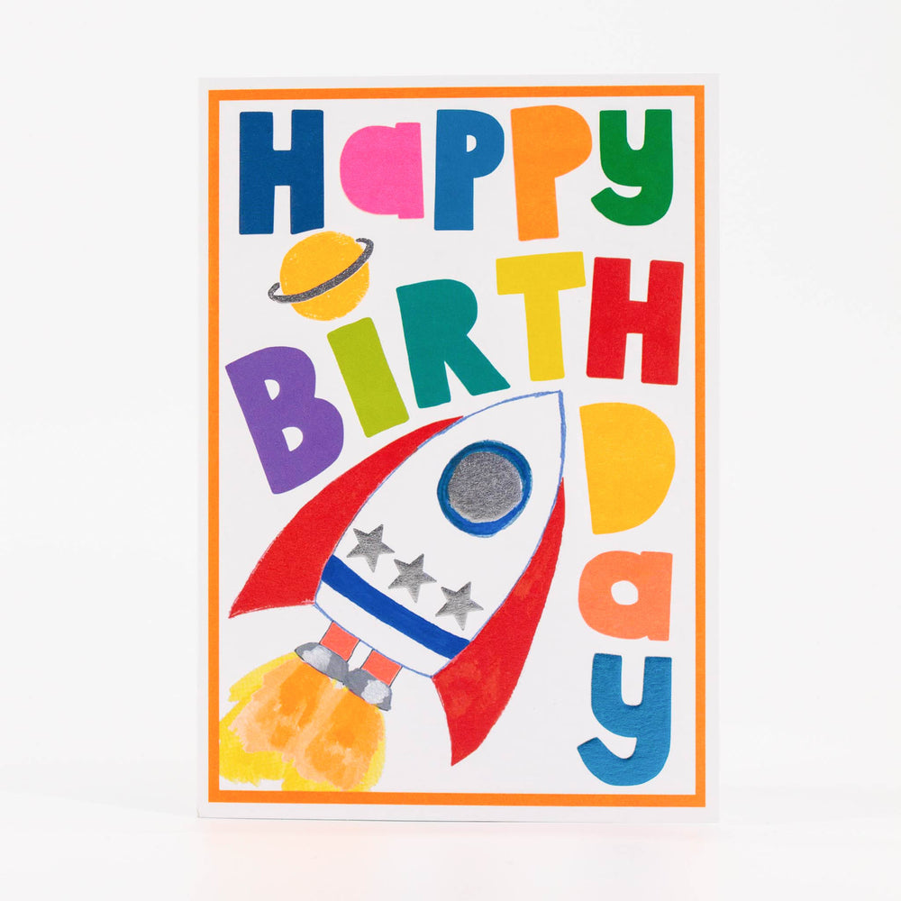 Happy Birthday Card with Rockets
