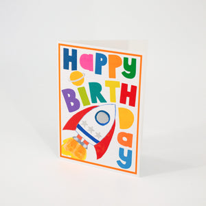 Happy Birthday Card with Rockets